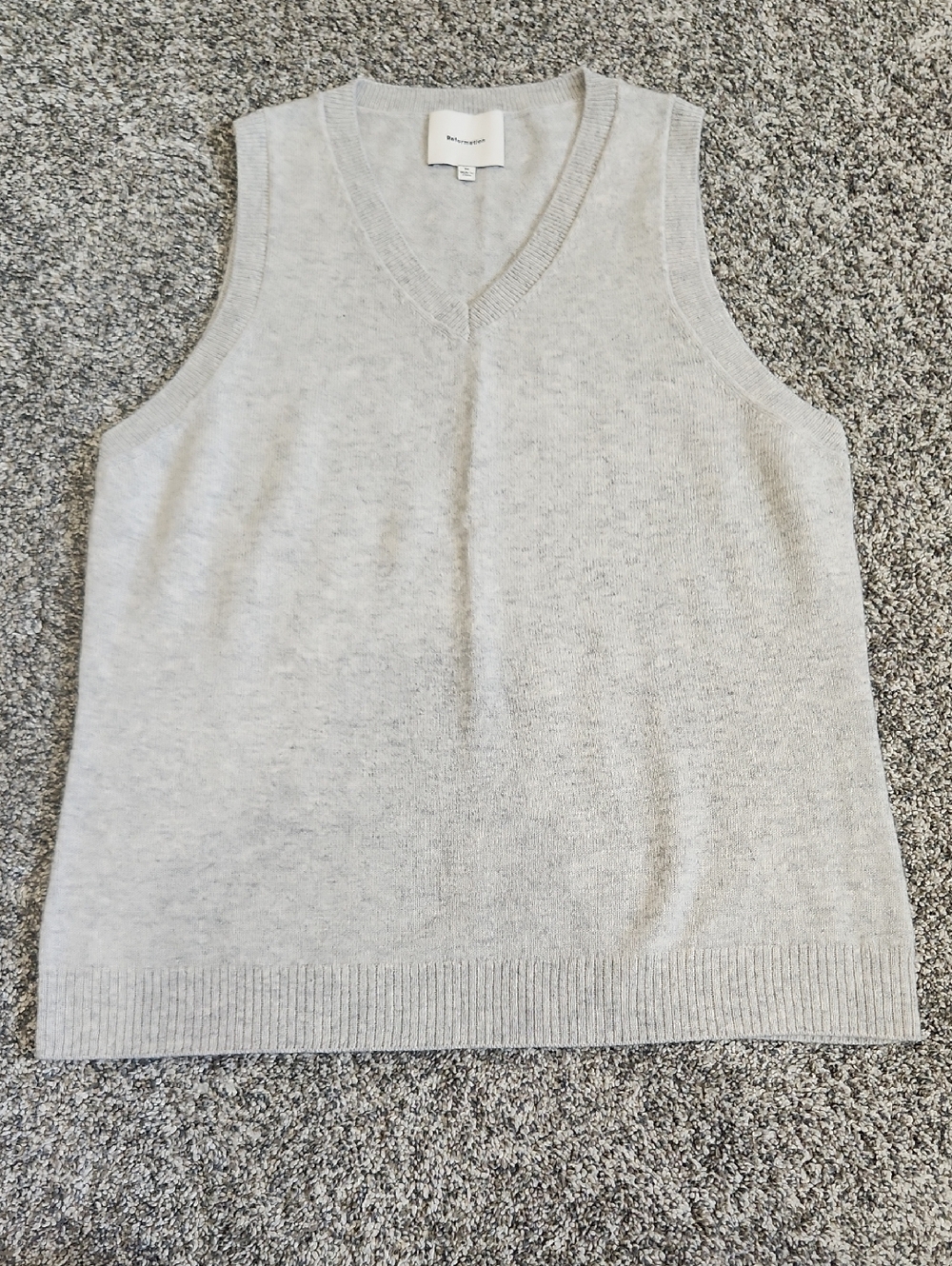 Reformation Light Gray V-Neck Knit Vest